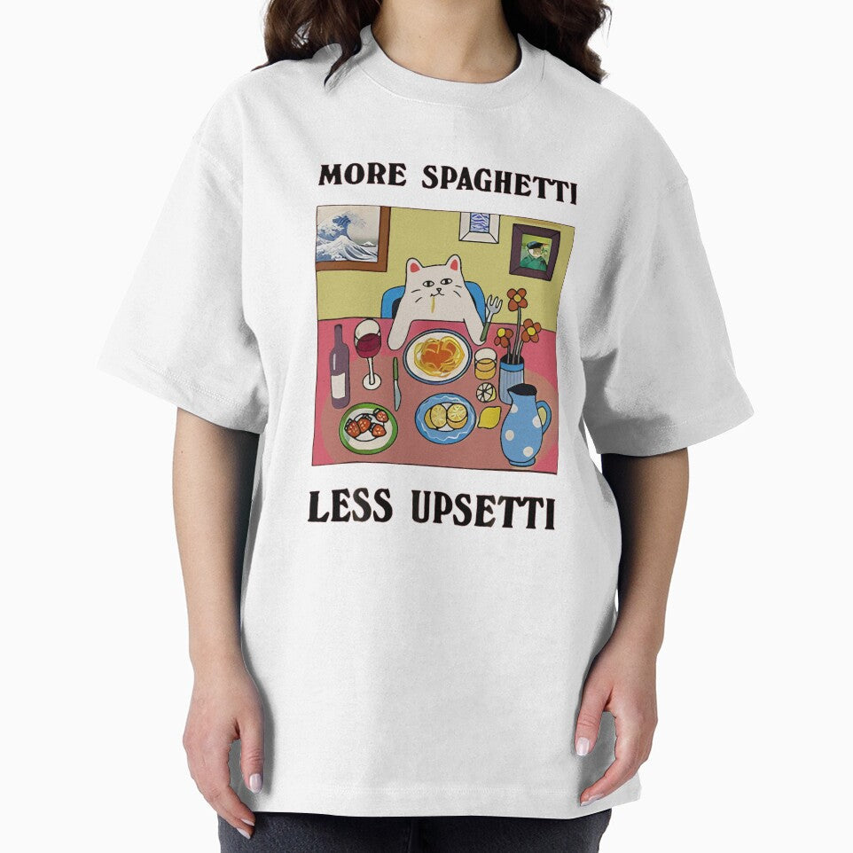 More Spaghetti Less Upsetti Funny Cute Cat Saying Quote by JeffreyMorton