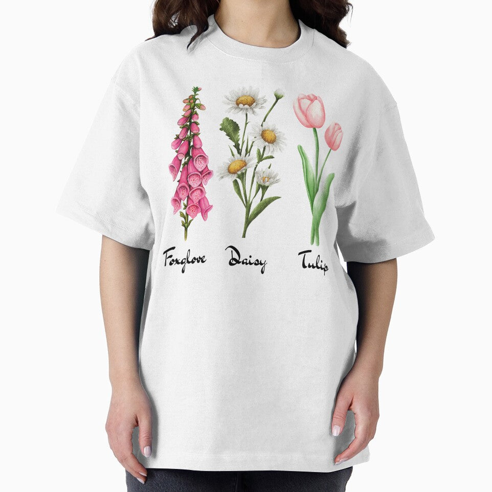 Vintage Floral Plant Foxglove Daisy Tulip Flowers by FMK1999 T-Shirts, Hoodie, Sweatshirt | BlankRebels.com (Image 2)