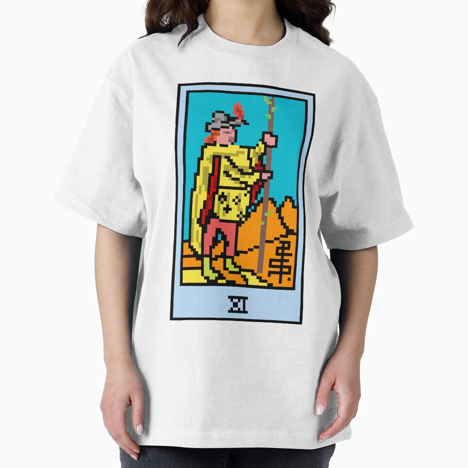 Wait, is this pixel art tarot? White - Minor Arcana 'Page of Wands' (Design for T-shirt, stickers and other... (Image 2)