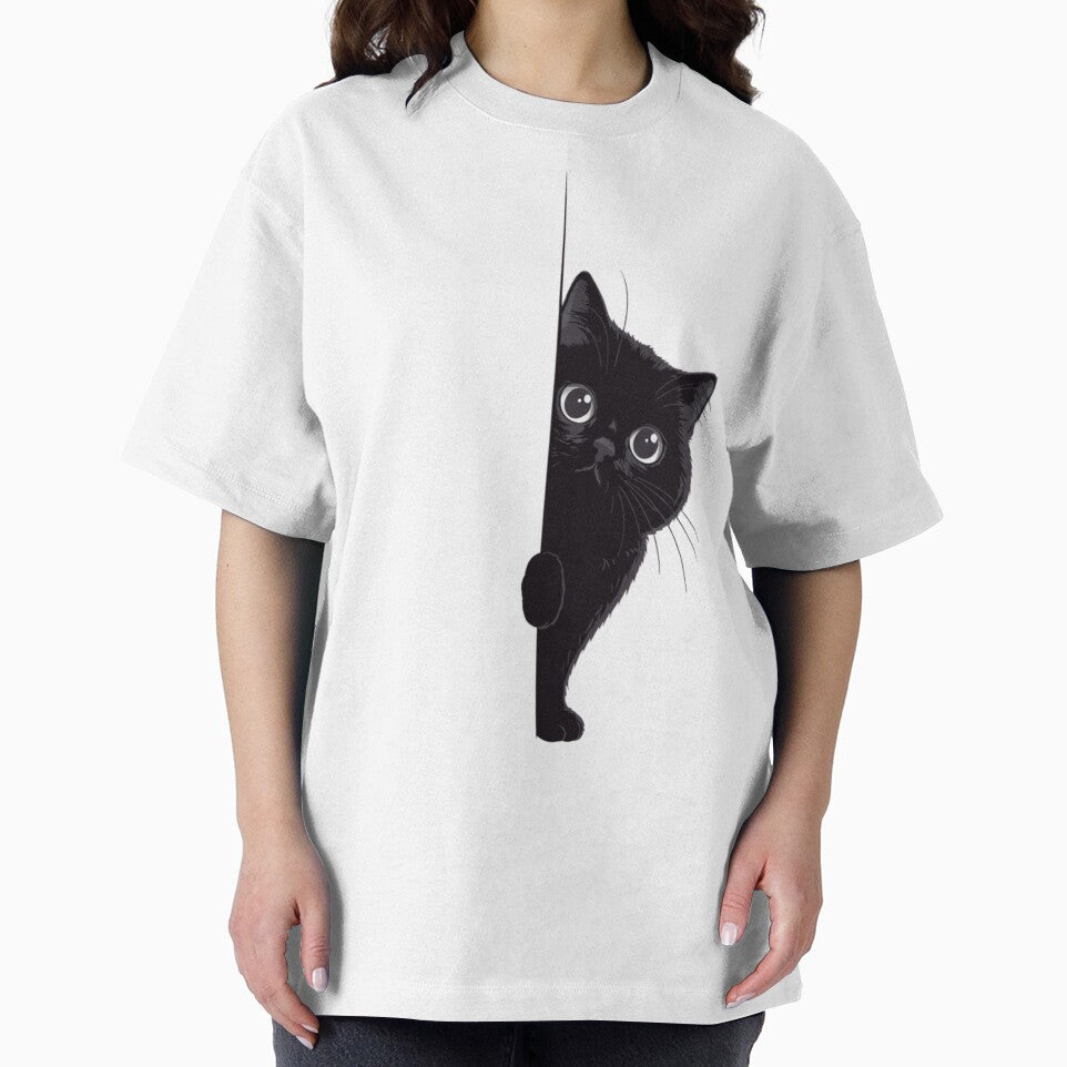 Black Cat Peeking by dudelinart T-Shirts, Hoodie, Sweatshirt | BlankRebels.com (Image 2)
