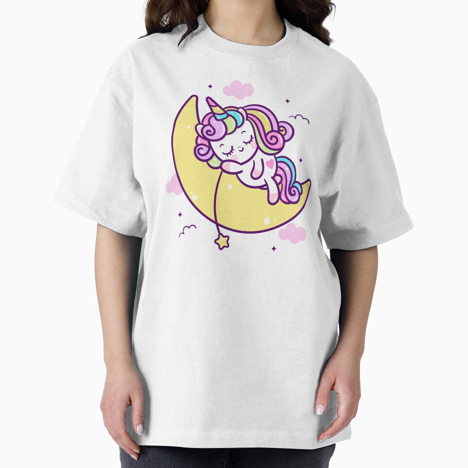 Kawaii Cute Colorful Sleeping Unicorn on the moon by YuliyaR T-Shirts, Hoodie, Sweatshirt | BlankRebels.com (Image 2)