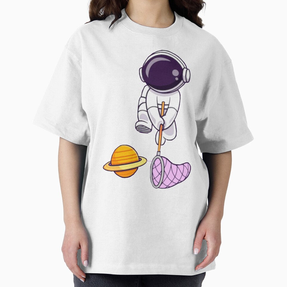 astronaut catching a planet with a fishing net cartoon Art. by BEAUTY ⭐⭐⭐⭐⭐ T-Shirts, Hoodie, Sweatshirt (Image 2)