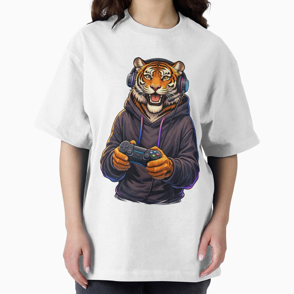 Cool Gamer Tiger with Controller – Modern Gaming Lifestyle Animal Art by ColorSplash123 T-Shirts, Hoodie,... (Image 2)
