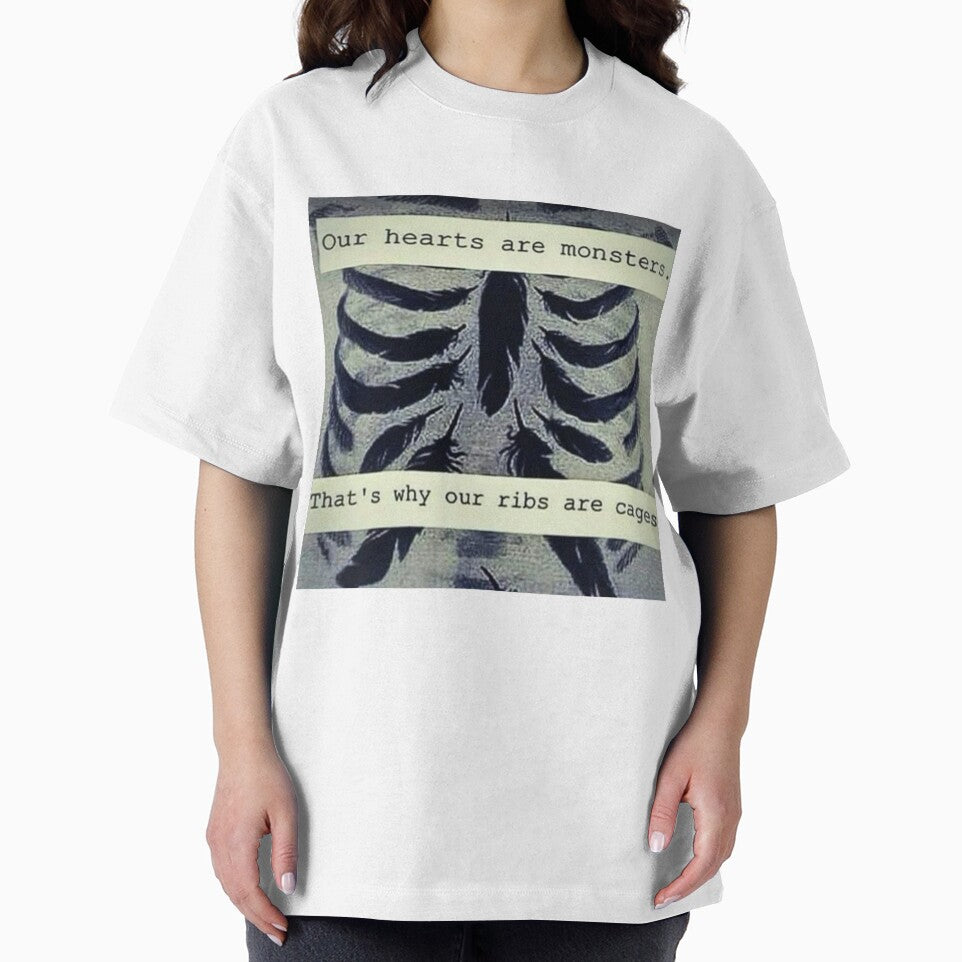 Our Hearts Are Monsters – Dark Gothic Quote Ribcage Art by GraveyardGlam T-Shirts, Hoodie, Sweatshirt (Image 2)