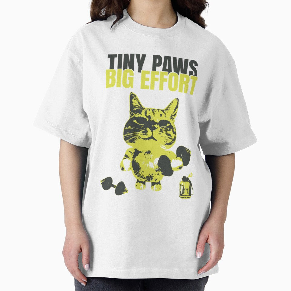 Tiny Paws Big Effort Funny Gym Cat by findbeeingarden