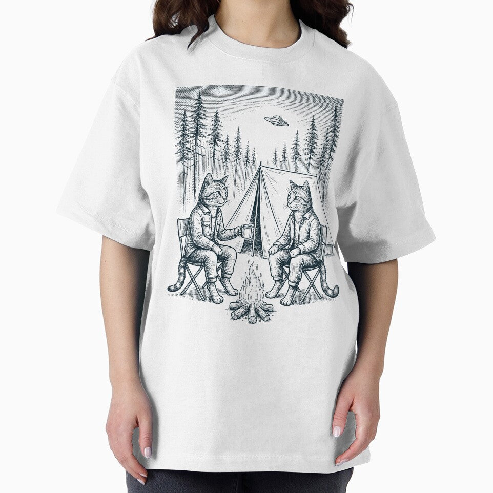 Vintage Cat Camping UFO Animal Lover by TerryConnells