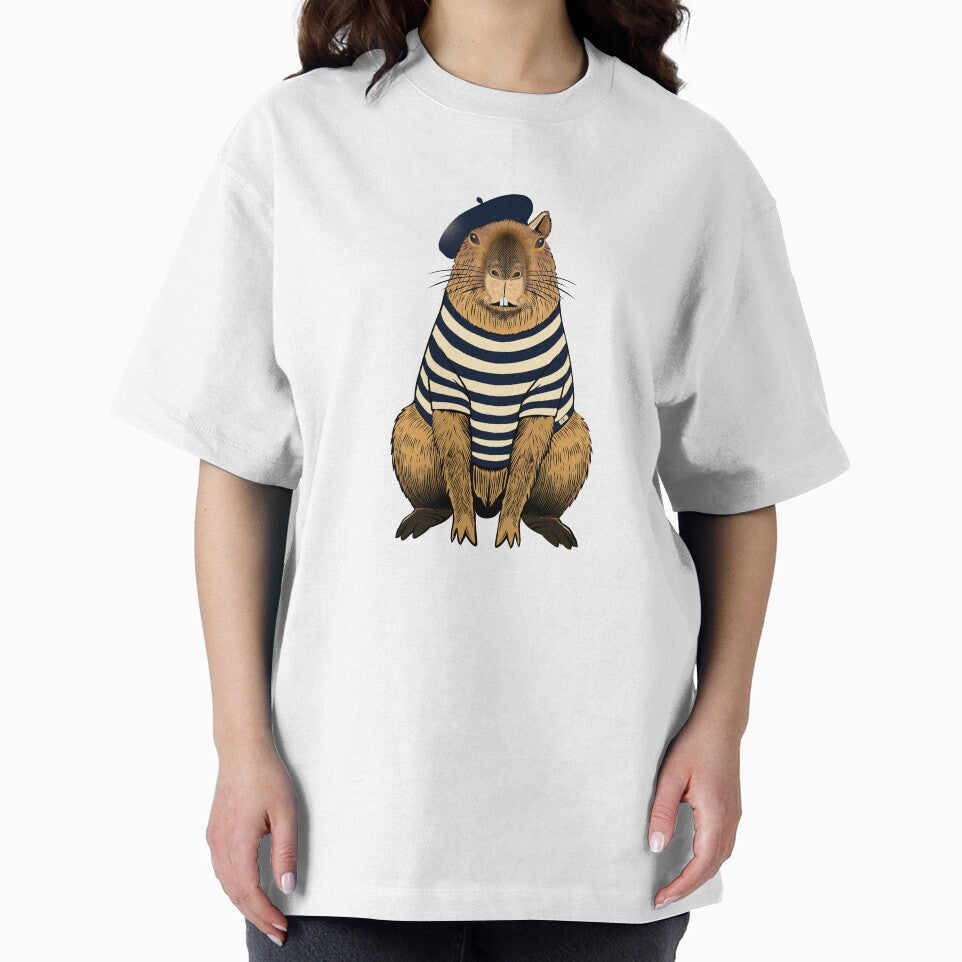 Cute, French Capybara in Stripes and Beret by krisevansart T-Shirts, Hoodie, Sweatshirt | BlankRebels.com (Image 2)