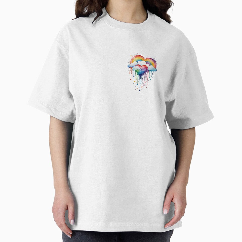 Drippy Rainbow Heart confetti Hug and rainclouds raining stars by Zencookie T-Shirts, Hoodie, Sweatshirt (Image 2)