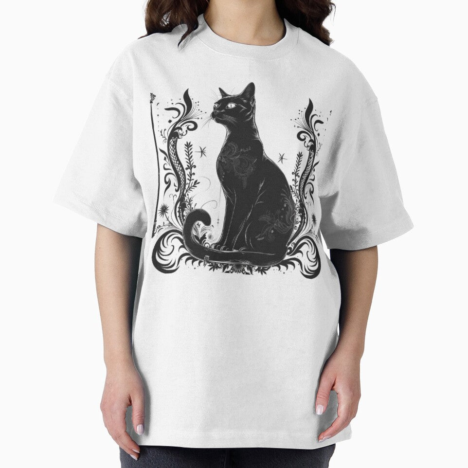 Gothic Black Cat with Ornamental Frame by AlexLineArt T-Shirts, Hoodie, Sweatshirt | BlankRebels.com (Image 2)
