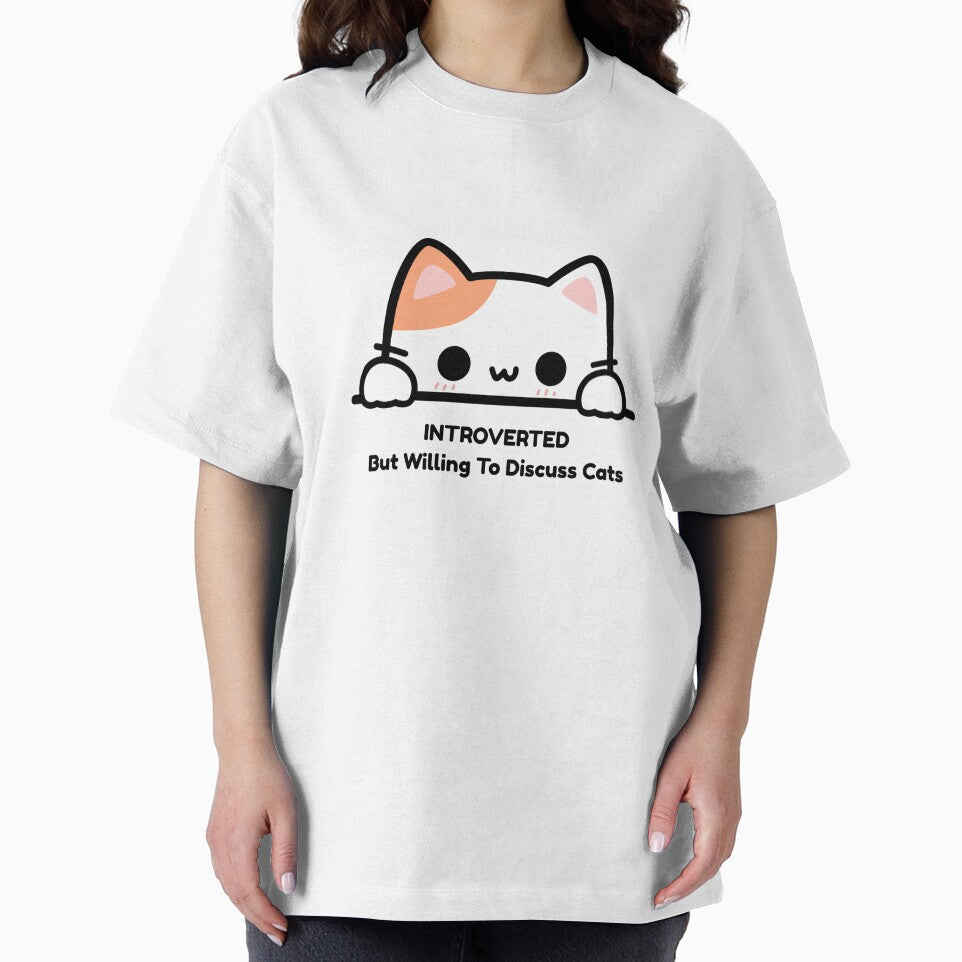 Introverted But Willing to Discuss Cats – Cute Cat Lover Quote Design by Inkoa T-Shirts, Hoodie, Sweatshirt (Image 2)