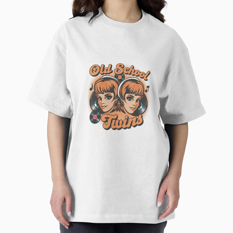 Vintage Old School Twins Graphic T-Shirt, Retro 70s Music Vinyl Records Design, Cool Trendy Music Lover Tee,... (Image 2)