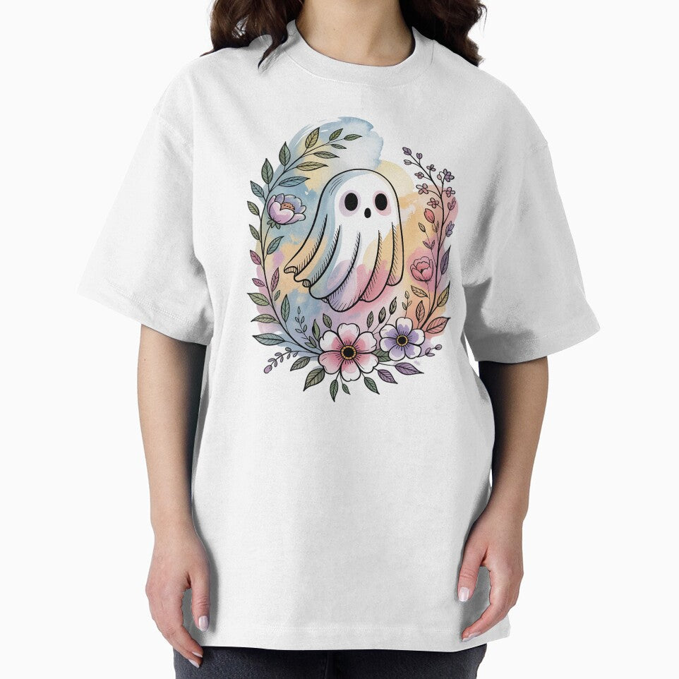 Floral Ethereal Pastel Dream Whimsical Ghost Tee Whimsical Watercolor Tattoo Shirt Soft Cottagecore Aesthetic... (Image 2)