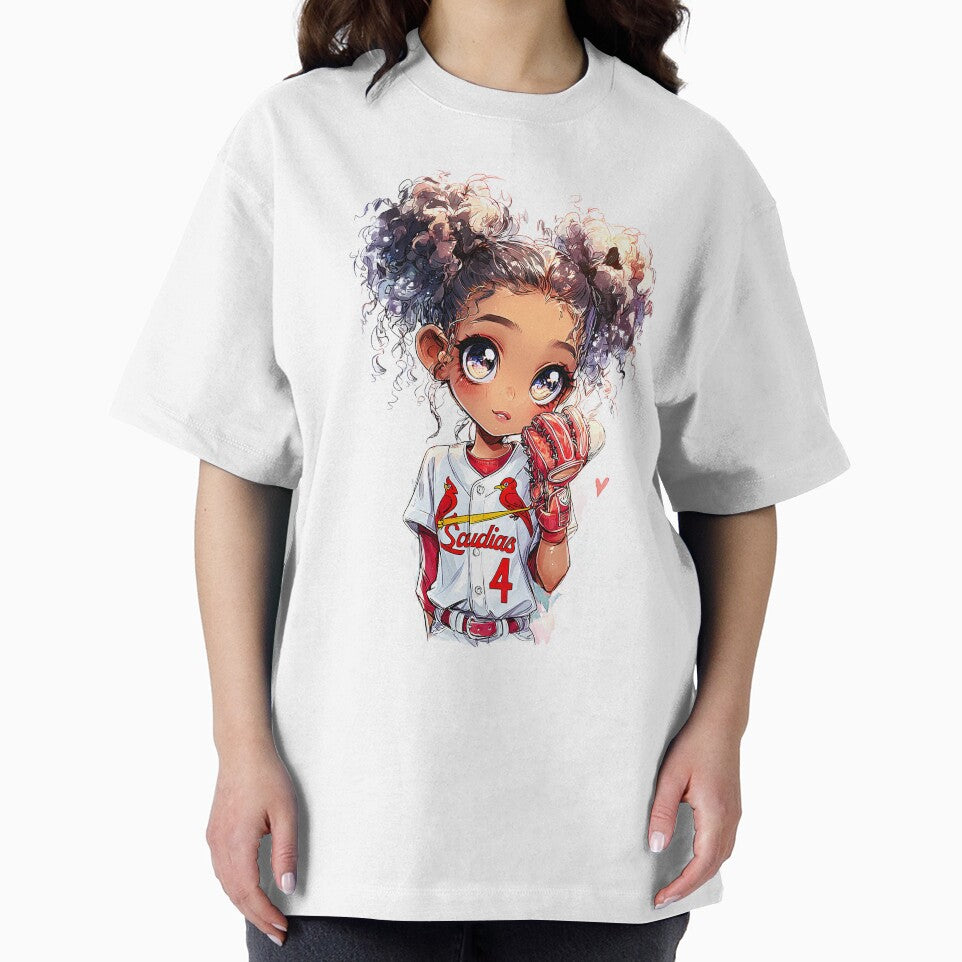 Cute Chibi Baseball Girl Red Team Sports Fan Art by DNDU_Design T-Shirts, Hoodie, Sweatshirt | BlankRebels.com (Image 2)