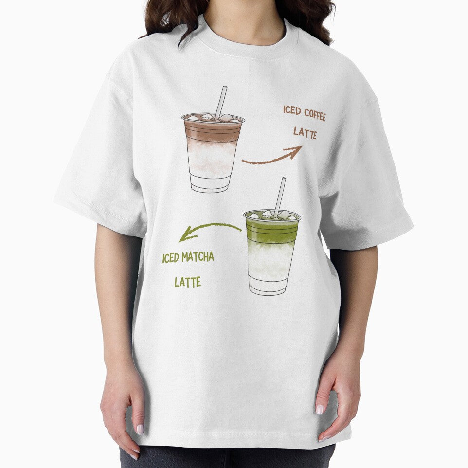 Iced Coffee Latte & Matcha Latte Aesthetic – Minimal Drink Illustration by J0b4t T-Shirts, Hoodie, Sweatshirt (Image 2)