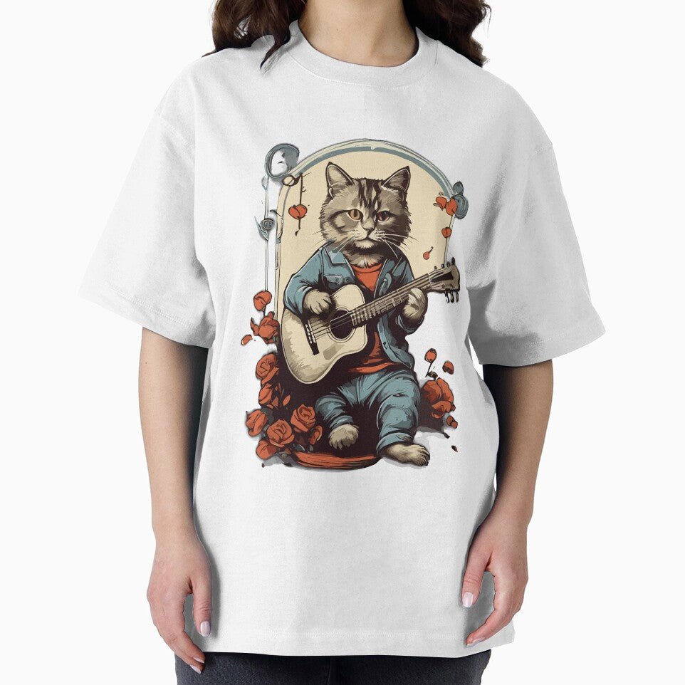 Cat playing a guitar vintage design by Mahamansour