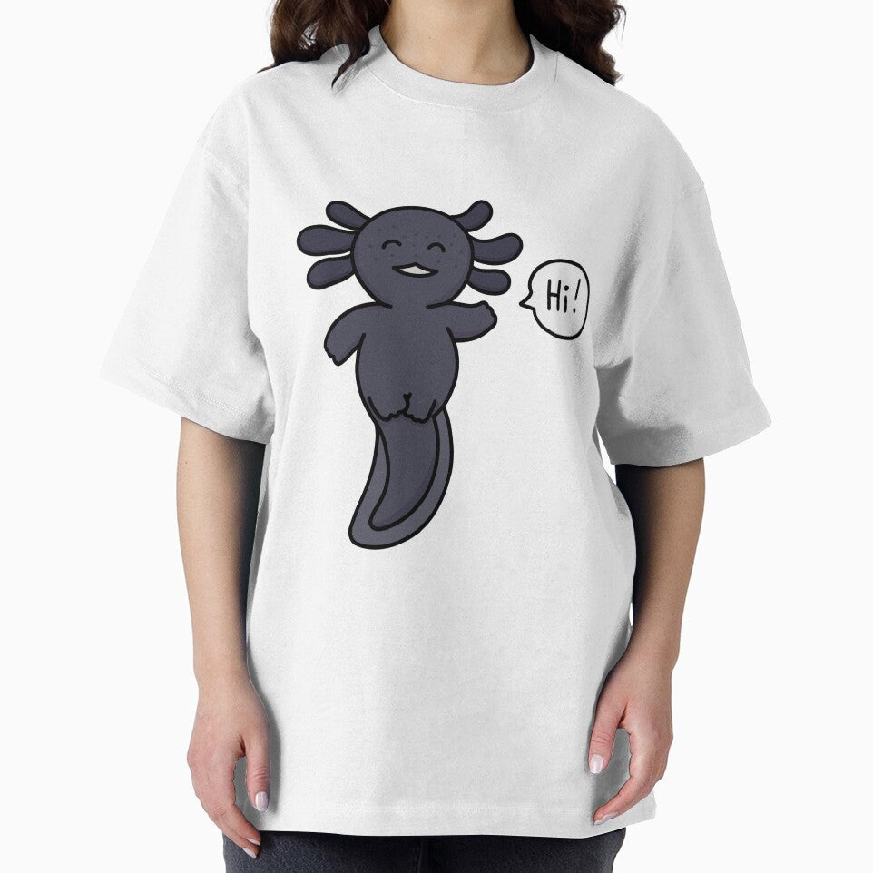 Melanoid axolotl (black axolotl) saying "Hi!" by Lucesco T-Shirts, Hoodie, Sweatshirt | BlankRebels.com (Image 2)