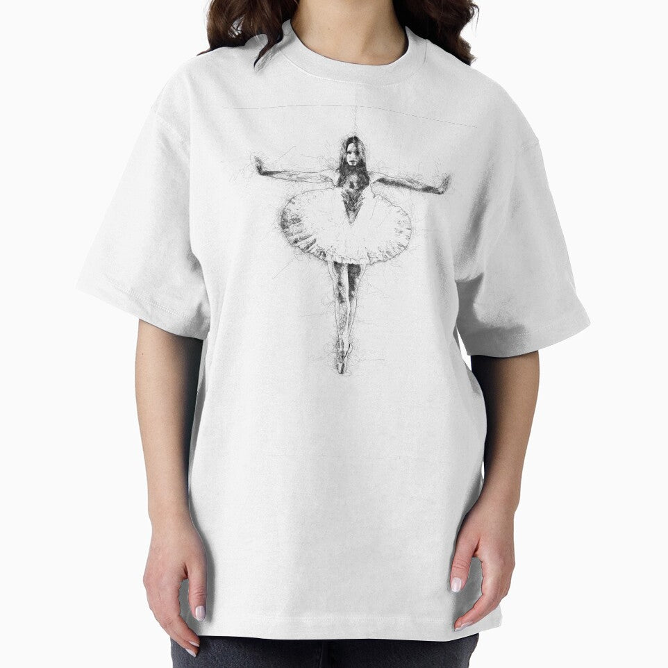 Ballet dancer en pointe- stylish line art in black and white by MintGubbins T-Shirts, Hoodie, Sweatshirt (Image 2)