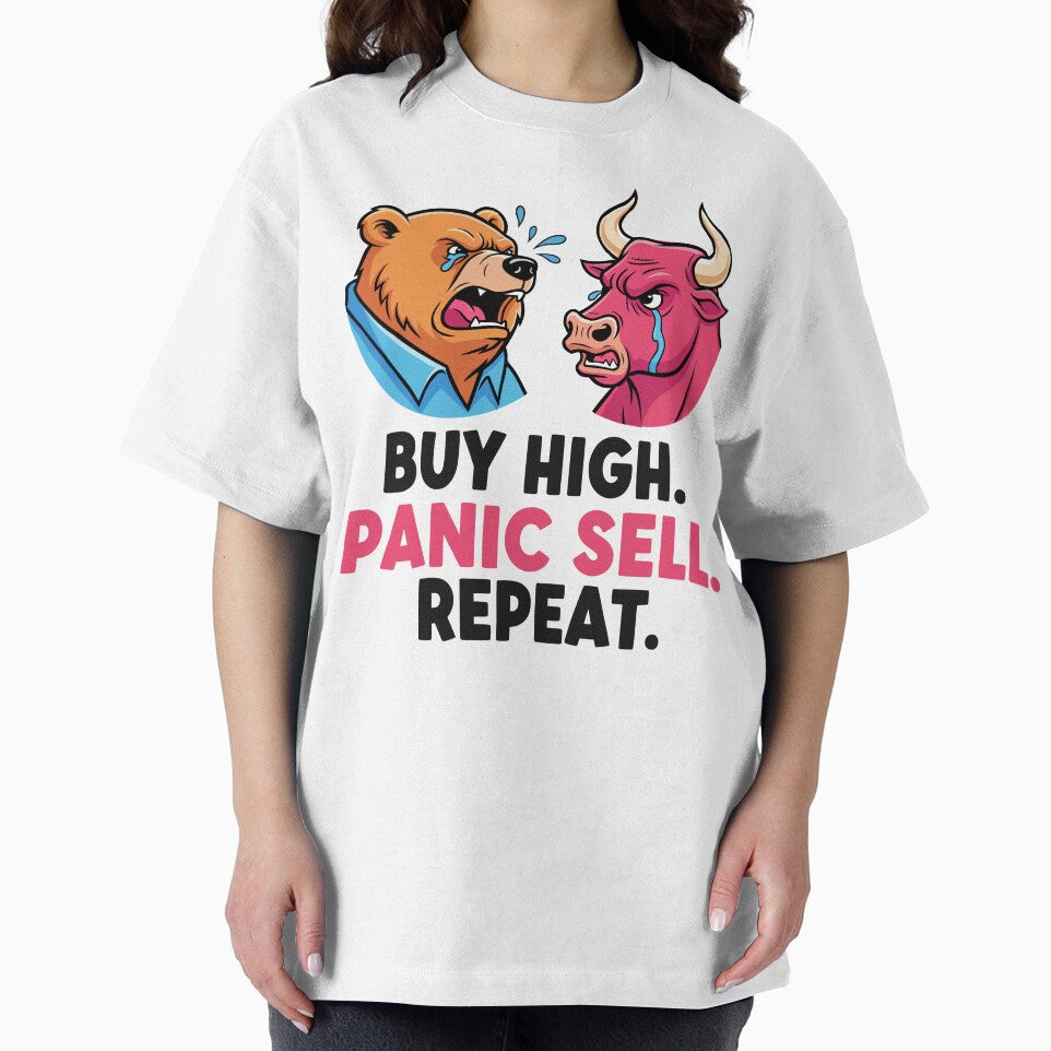 Buy High, Panic Sell – Funny Investing T-Shirt by Mighty Tees Hoodie, Sweatshirt | BlankRebels.com (Image 2)