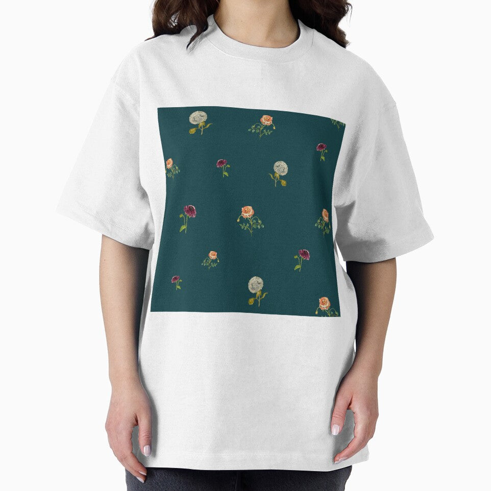 Dahlia Hydrangea Rose Pattern Cute Watercolor Turquoise Yana Mustafina Boho Soulful T-Shirts, Hoodie, Sweatshirt