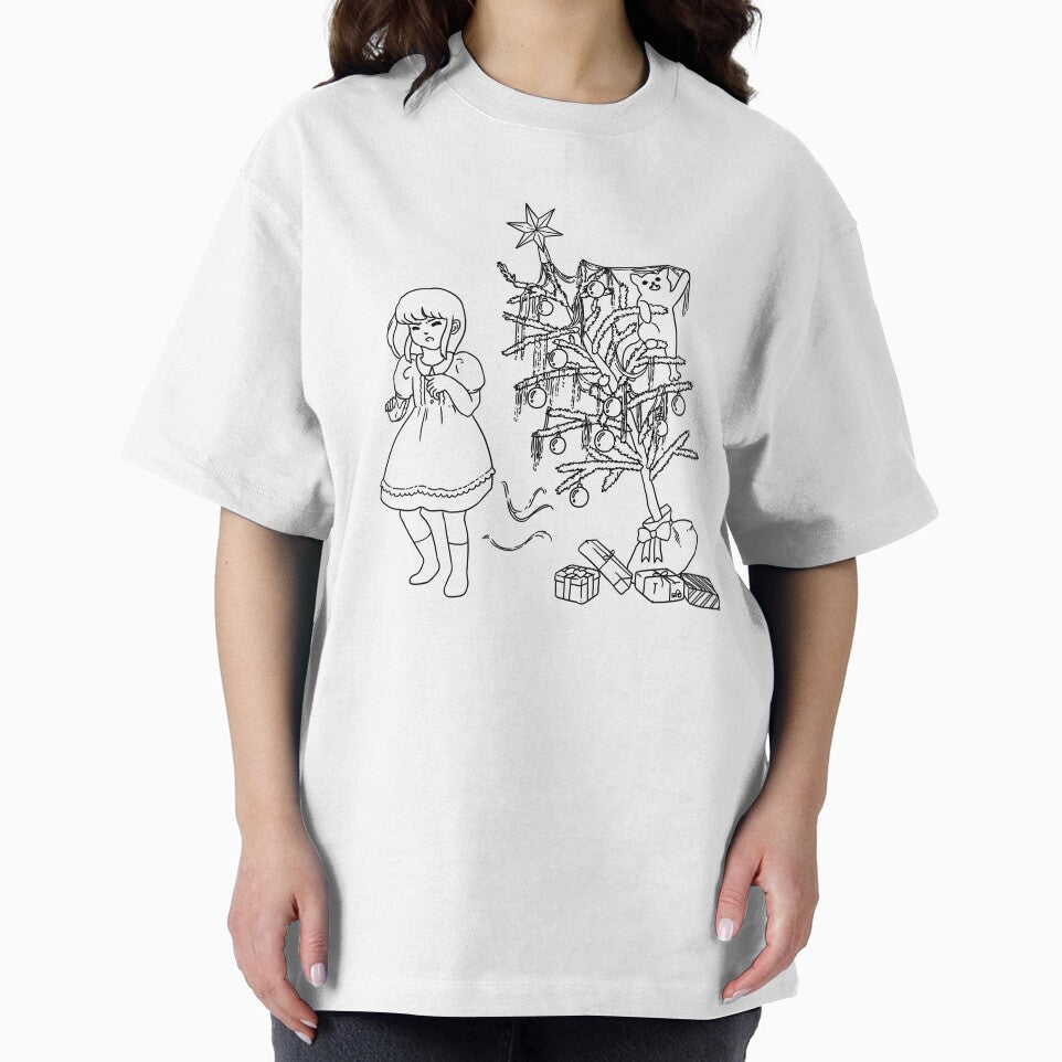 Little Girl and Cat Vintage Christmas - Evil Cat Topples Christmas Tree by Jieul T-Shirts, Hoodie, Sweatshirt (Image 2)