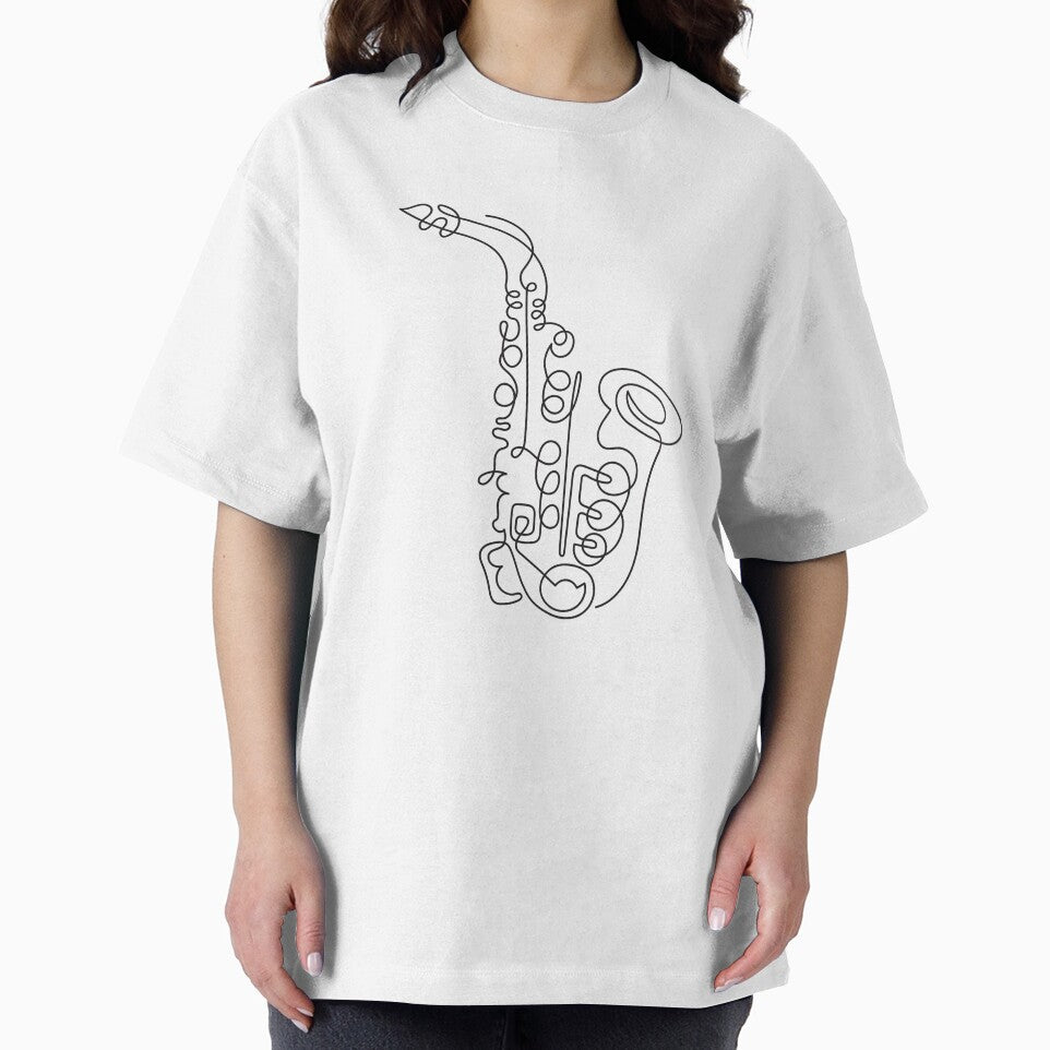 Saxophohe Abstract Line Art For Music Lovers And Guitarist - Abstract Line Art Music by Funwithmusic T-Shirts,... (Image 2)