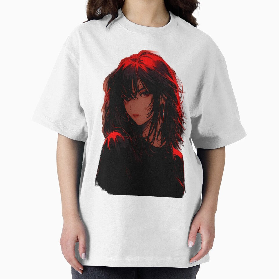 Red Neon Anime Girl – Dark Retro 90s Aesthetic by ShadowsInk T-Shirts, Hoodie, Sweatshirt | BlankRebels.com (Image 2)