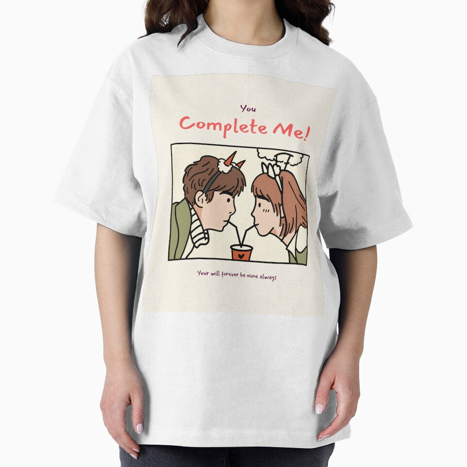 You Complete Me – Cute Romantic Couple Valentine Illustration by SheetalMourya T-Shirts, Hoodie, Sweatshirt (Image 2)