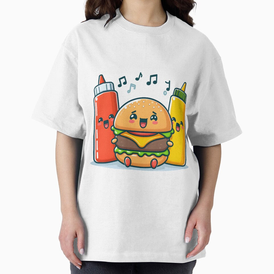 Kawaii Burger Singing With Ketchup And Mustard Bottles by CanvasCutie T-Shirts, Hoodie, Sweatshirt (Image 2)
