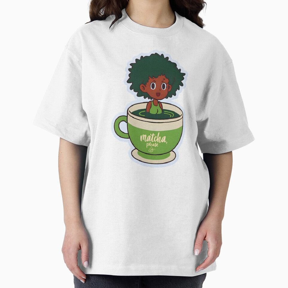 Matcha Please – Black Girl in Matcha Cup with Green Afro by OsasChild T-Shirts, Hoodie, Sweatshirt (Image 2)