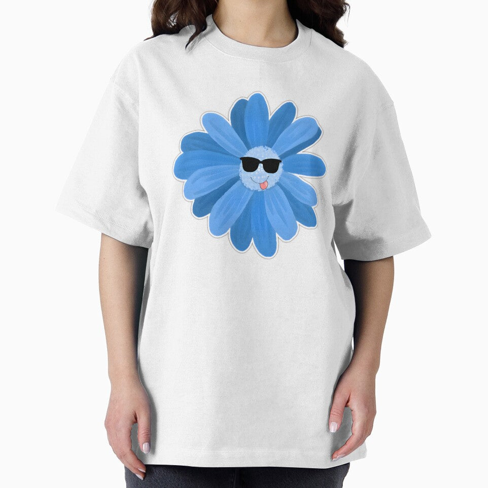 Cute Blue Daisy Cartoon Sunglasses Sticker T-Shirts, Hoodie, Sweatshirt