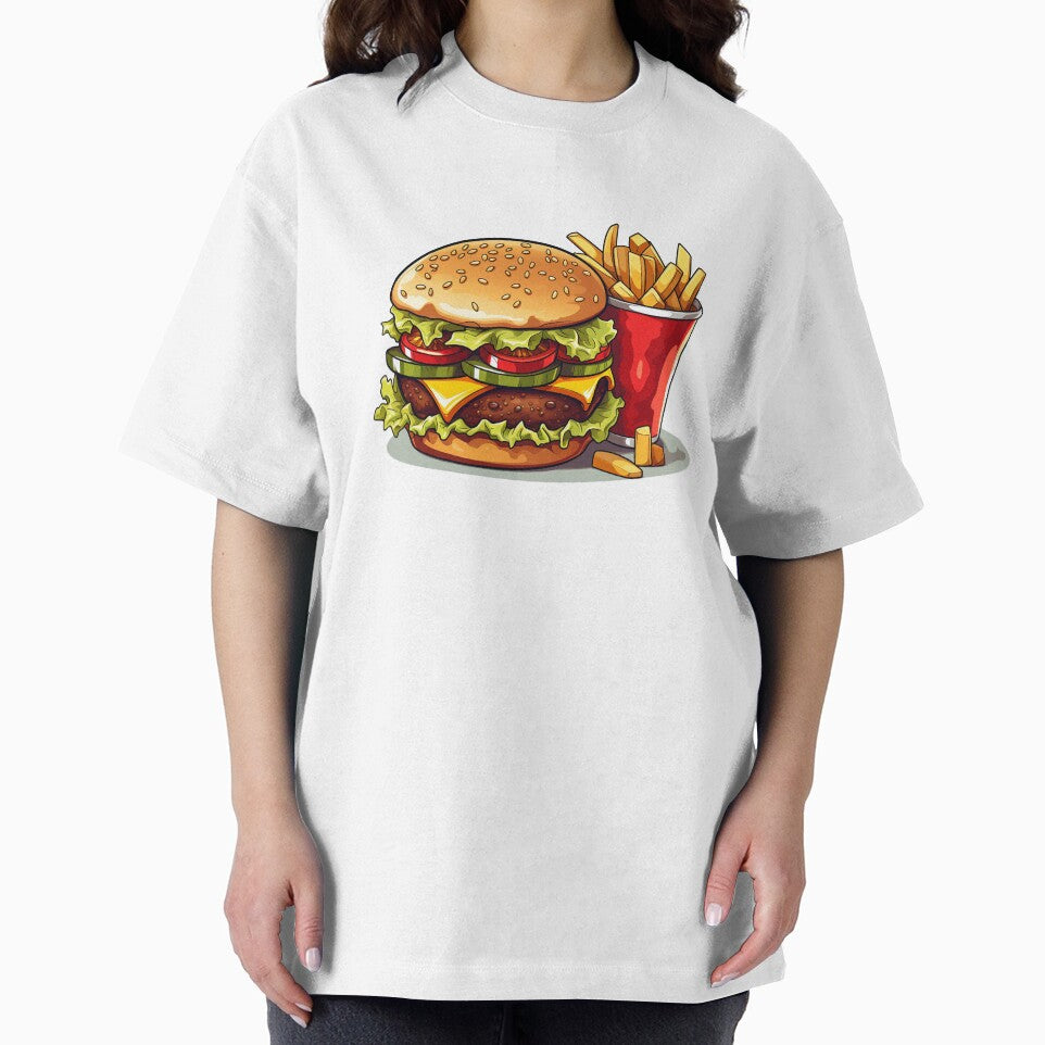 Burger and fries with lettuce, cheese and tomatoes and a burger patty by bbudde T-Shirts, Hoodie, Sweatshirt (Image 2)