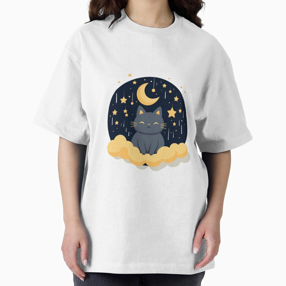 Cute Cat With Moon and Stars Aesthetic Kawaii Sticker by koalatyculture T-Shirts, Hoodie, Sweatshirt (Image 2)
