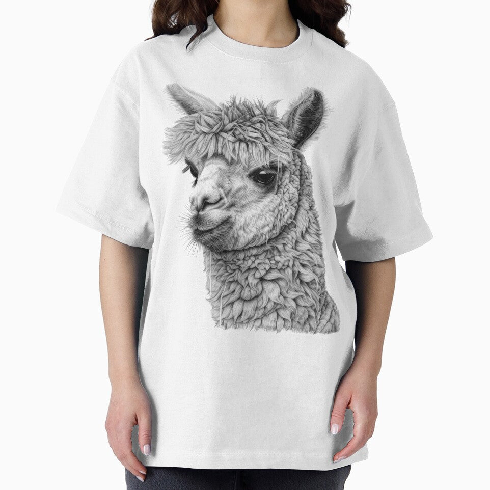 Alpaca Realistic Design, Black and White, Digital Art, Animals, Nature by Tomioka-Art