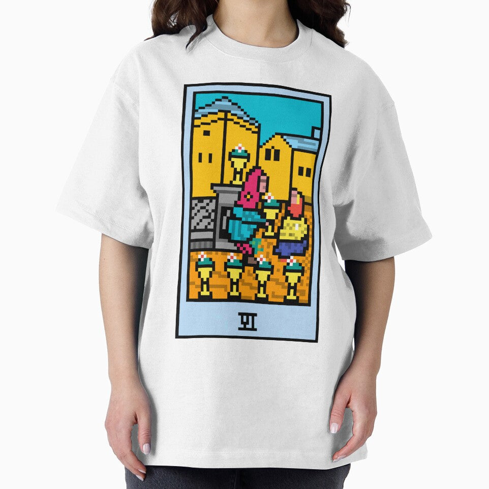 Wait, is this pixel art tarot? White - Minor Arcana 'Six of Cups' (Design for T-shirt, stickers and other... (Image 2)