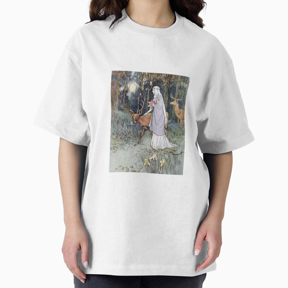 Aesthetic Young Girl with Deer by Eva Vincent T-Shirts, Hoodie, Sweatshirt | BlankRebels.com (Image 2)
