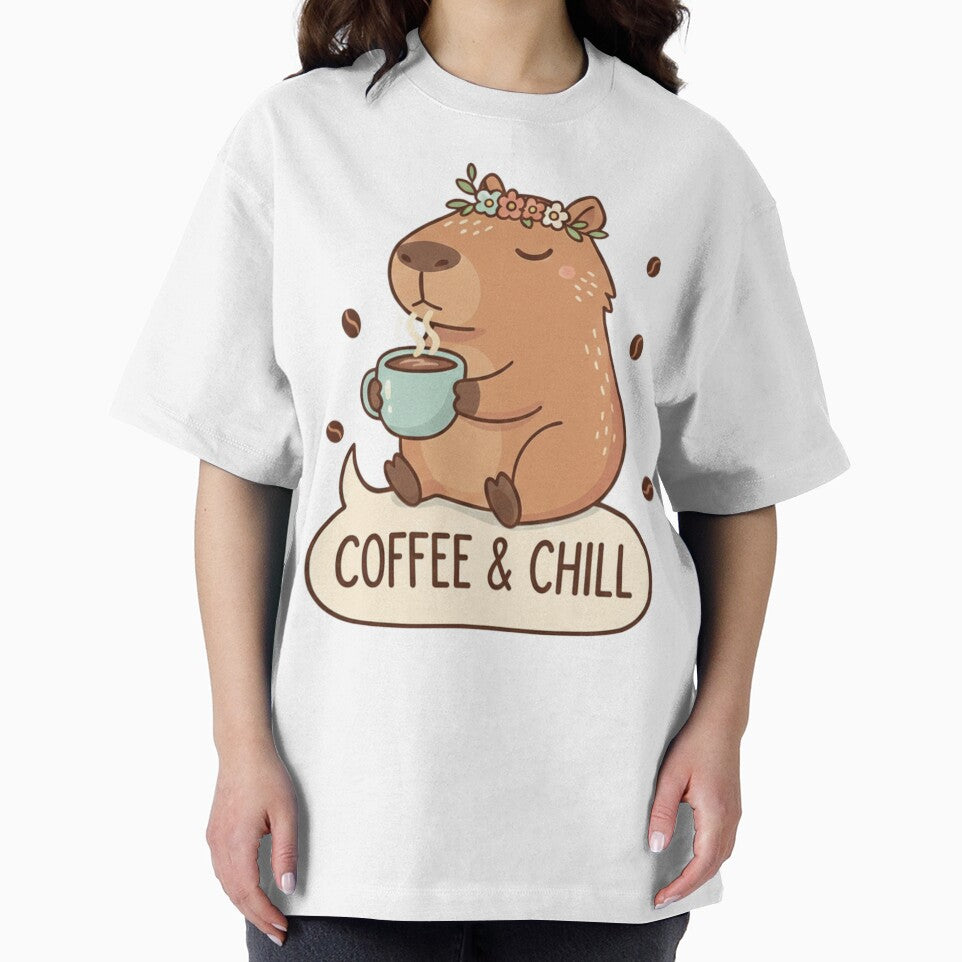 Cute Capybara Coffee and Chill - Kawaii Animal Relax Time by EchoGrafik T-Shirts, Hoodie, Sweatshirt (Image 2)