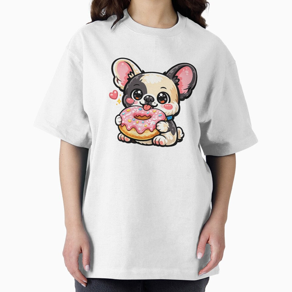 French Bulldog Holding a Giant Donut – Cute Dessert Dog Design for Frenchie Lovers by ParfaitPrints