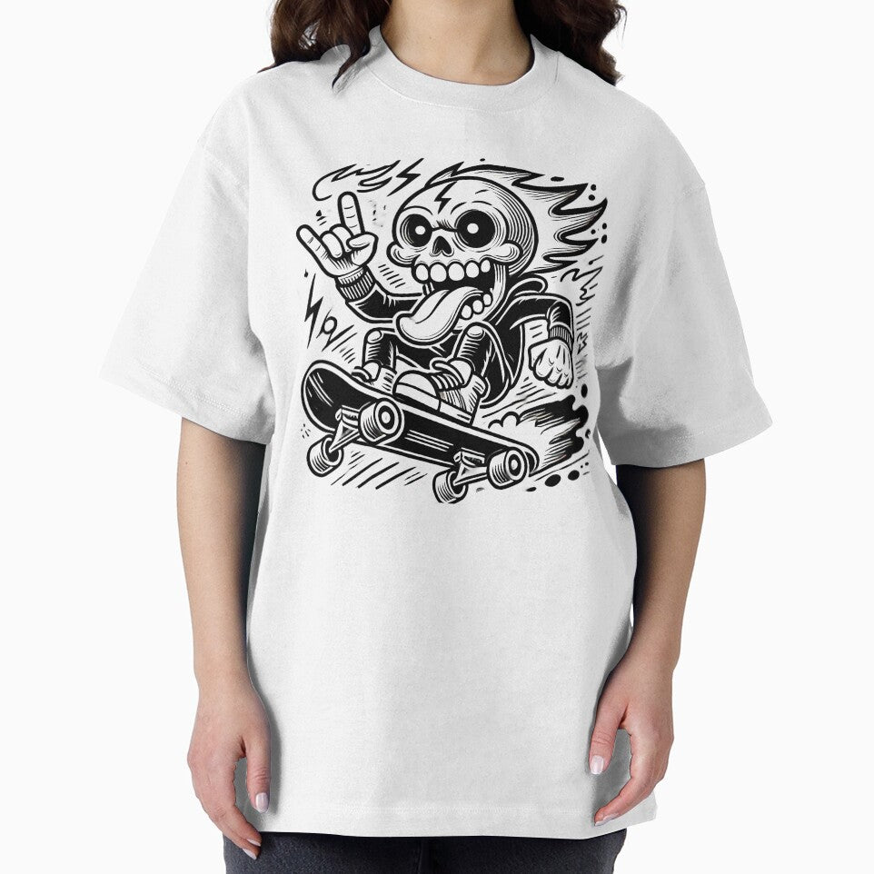 Skateboarding skull, line drawing illustration by PixelPunny T-Shirts, Hoodie, Sweatshirt | BlankRebels.com (Image 2)