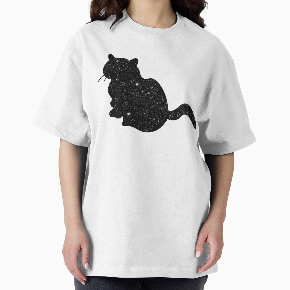 Black glitter cat silhouette by Cosmic Detour T-Shirts, Hoodie, Sweatshirt | BlankRebels.com (Image 2)