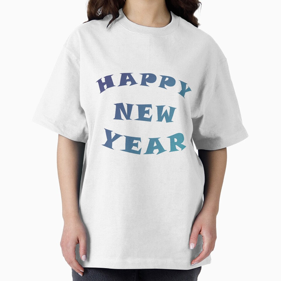 Blue Happy New Year Typography – Sleek Festive Design by Sensepiphoria T-Shirts, Hoodie, Sweatshirt (Image 2)