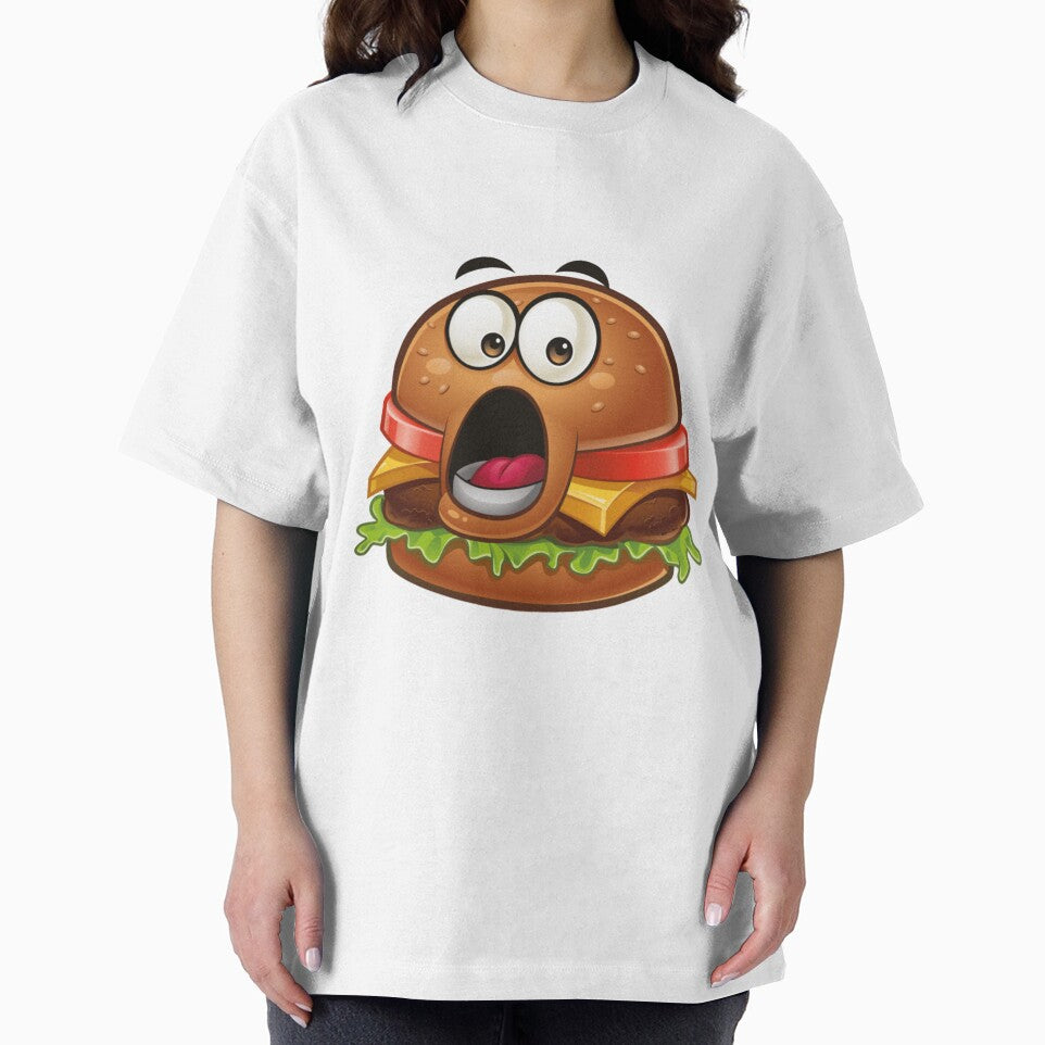 Surprised Cartoon Burger Face – Funny Food Emoji T-Shirts, Hoodie, Sweatshirt