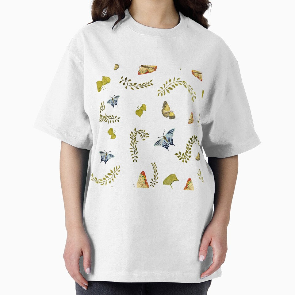 Nature liana butterfly leaf pattern a watercolor by Yana Mustafina | Boho Soulful Designs T-Shirts, Hoodie,... (Image 2)