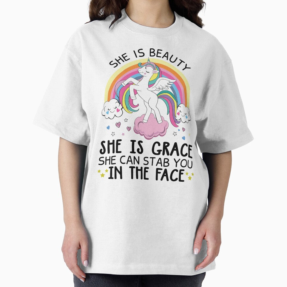 Funny Unicorn - She's Beauty She's Grace by SunsetGloww T-Shirts, Hoodie, Sweatshirt | BlankRebels.com (Image 2)
