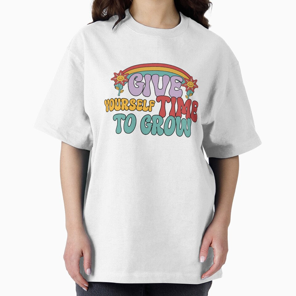 Copy of Give Yourself Time To Grow - Groovy Retro Flower Design by ElLocoMus T-Shirts, Hoodie, Sweatshirt (Image 2)