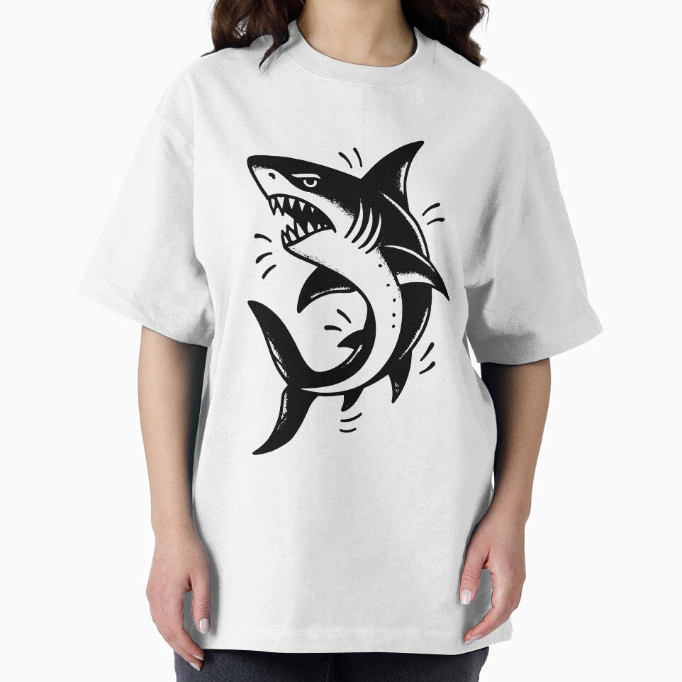 Classic Old School Shark Tattoo - Black Ink Art by InkStation24 T-Shirts, Hoodie, Sweatshirt | BlankRebels.com (Image 2)