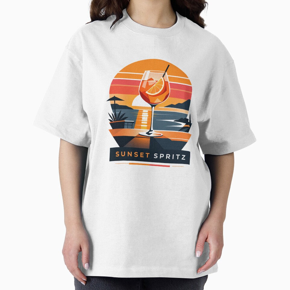 Sunset Spritz – Stylish summer cocktail design in a retro sunset look by FrenchieFever T-Shirts, Hoodie, Sweatshirt (Image 2)