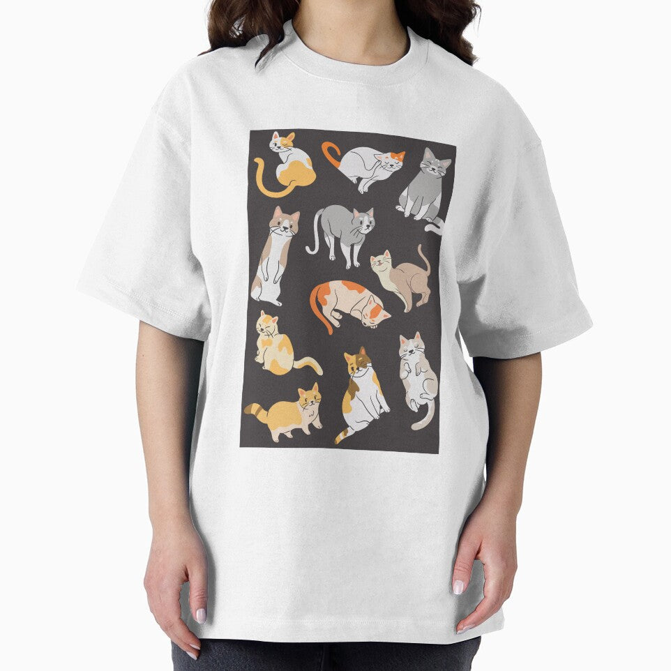 Mixed Cute Cat Pattern On Brown Background by Moodyandmellow T-Shirts, Hoodie, Sweatshirt | BlankRebels.com (Image 2)