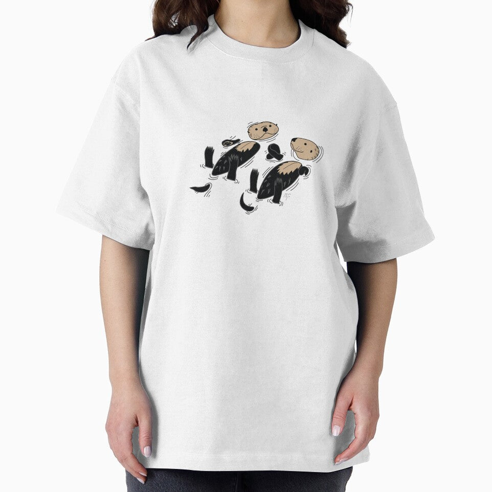 Happy Otters Holding Hands by m-cronin-arts T-Shirts, Hoodie, Sweatshirt | BlankRebels.com (Image 2)