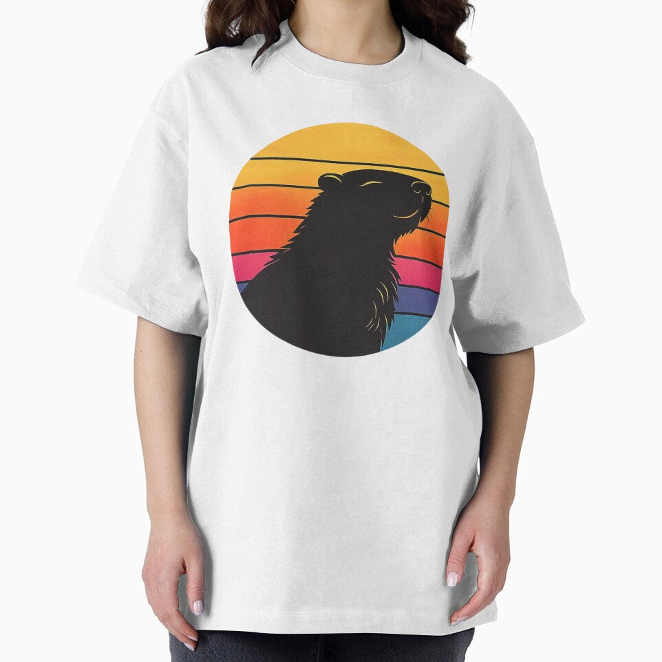 Retro Sunset Capybara – Minimalist Silhouette by coolcoredesigns_ T-Shirts, Hoodie, Sweatshirt | BlankRebels.com (Image 2)