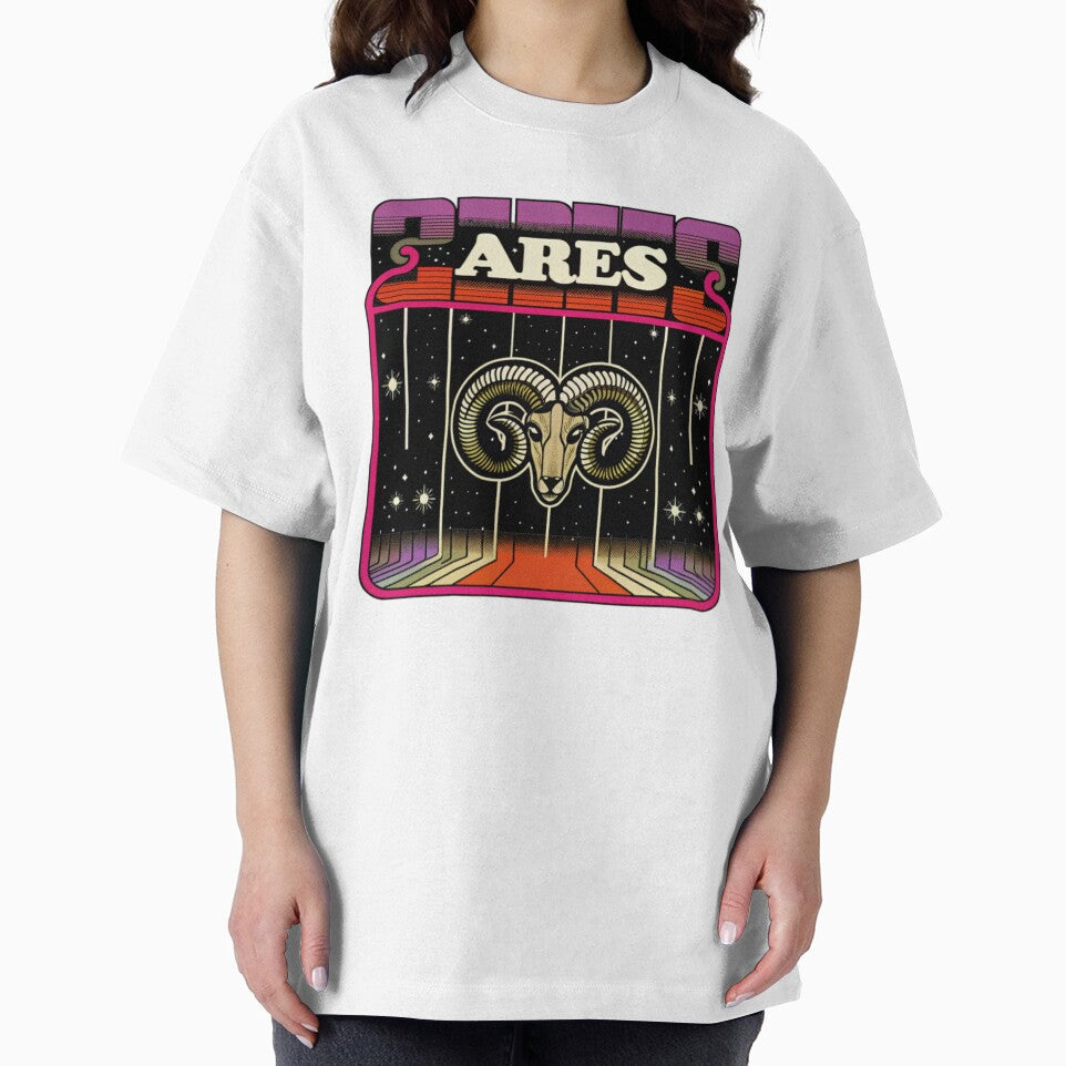 Bold Retro Aries Ram with Cosmic Stars by Yas_oma T-Shirts, Hoodie, Sweatshirt | BlankRebels.com (Image 2)
